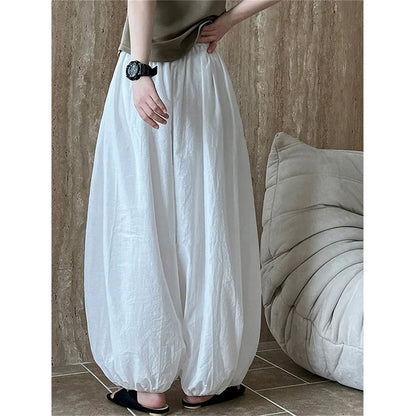 Women's Oversized Lantern Pants – Lightweight Breathable Cotton Wide-Leg Casual Trousers for Summer