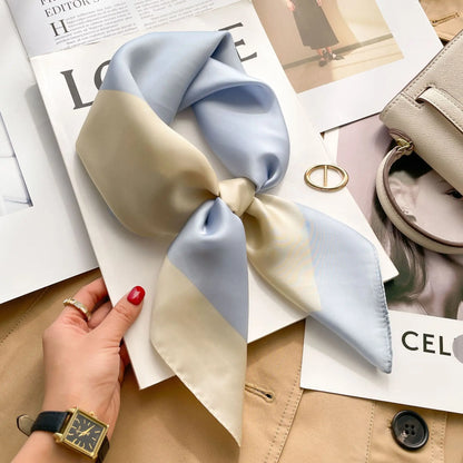 70x70CM Foulard en soie imprimé pour femme – Châle Pashmina carré tendance, tour de cou de luxe, bandeau et bandana décoratif