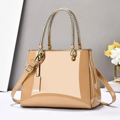 Women's 2025 Light Luxury Lacquer Leather Handbag – Large-Capacity Casual Shoulder & Crossbody Bag with Glossy Finish, Stylish Everyday Purse