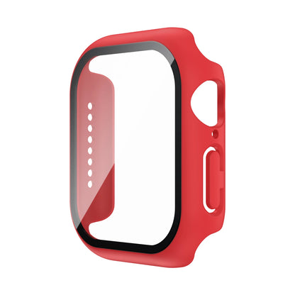Funda con protector de pantalla de cristal templado para Apple Watch Series 10, 9, 8, 7, 6, SE y 5 (38 mm-46 mm) – Cubierta protectora completa 2 en 1