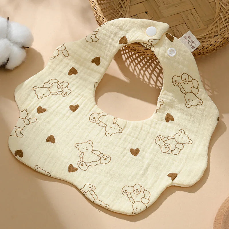 3PCS Pure Cotton Baby Gauze Towels – Soft Breathable Drool Bibs & Saliva Wipes for Newborns