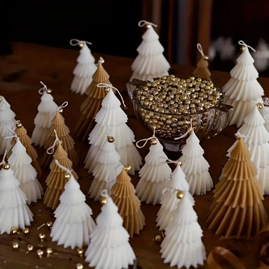 Molde de silicona con forma de vela de árbol de Navidad – Molde de árbol navideño DIY para hacer velas de yeso, cemento, resina, jabón, cera, manualidades y proyectos de decoración navideña