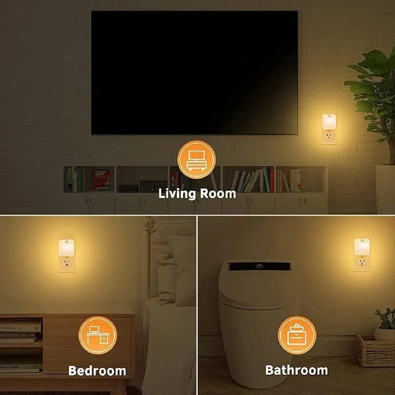 Motion Sensor LED Night Light – Dimmable EU Plug-In Cabinet & Bedside Lamp for Bedroom, Baby Room, Hallway & Bathroom