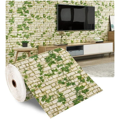 Papel tapiz de ladrillo de espuma 3D autoadhesivo – Paneles de pared impermeables despegables y pegables (70 × 1000 cm)