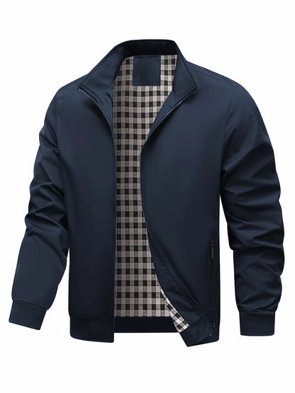 Men’s Plus-Size College-Style Jacket – Trendy Casual Outerwear for Spring & Autumn, Fashionable Everyday Coat