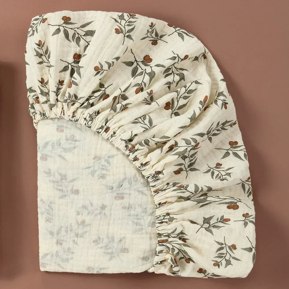Sábana de cuna de algodón muselina suave y transpirable para bebé – Sábana ajustable universal para cunas de recién nacidos, moisés y camas infantiles