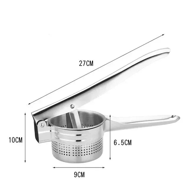Stainless Steel Potato Masher & Ricer – Manual Food Press for Mashed Potatoes, Fruit & Vegetable Puree, Kitchen Squeezer Tool