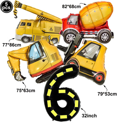 Construction Truck Birthday Party Tablecloth – Excavator & Engineering-Themed Table Runner for Boys' Construction Party Decorations