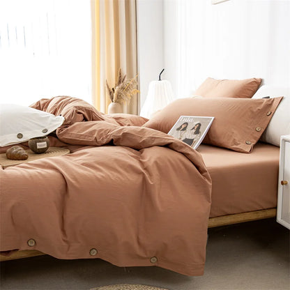 3-Piece 100% Cotton Bedding Set – Duvet Cover & Pillowcase Set for Queen & King Beds