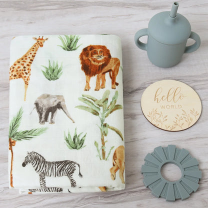 Couverture d'emmaillotage pour bébé en mousseline de bambou – Ultra douce 120 x 120 cm, couverture de naissance, d'emmaillotage et de chambre d'enfant