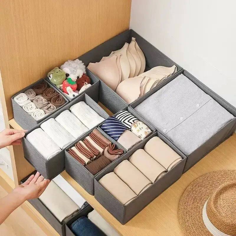 Juego de organizadores plegables de ropa interior de 6/12 piezas – Cajas de almacenamiento para cajones para sujetadores, calcetines, ropa interior y organización de armarios