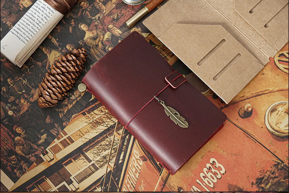 Genuine Leather Refillable Travel Journal – Handmade Retro Diary, Sketchbook & Notebook