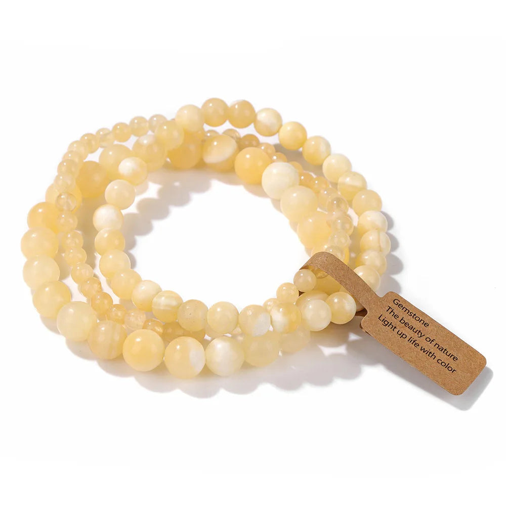 Set de 3 Pulseras de Cuentas de Piedra Natural – Agate Musgoso Indio, Rodonita y Cuarzo Cristal de 4mm/6mm/8mm para Hombres y Mujeres
