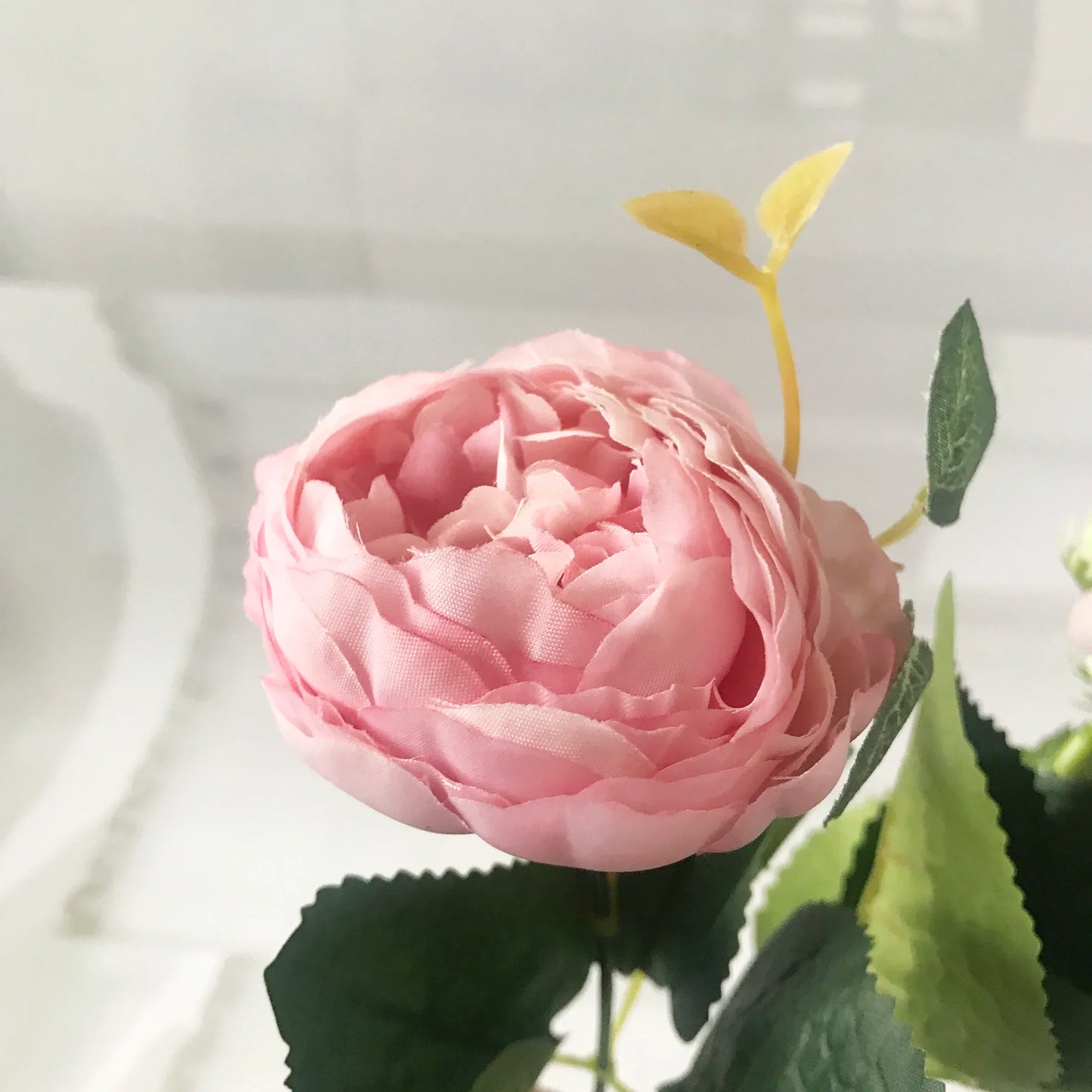 Bouquet de pivoines artificielles roses 30 cm – Fleurs en soie synthétiques avec 5 grandes fleurs et 4 bourgeons pour décoration de mariage, décoration intérieure, arrangements floraux et projets DIY