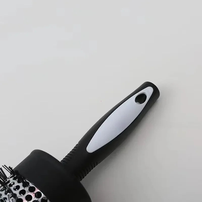 Round Hair Styling Brush – Nylon Bristle Comb with Thermal Aluminum Barrel for Curling, Blow-Drying & Volume, Professional Hairdressing Tool