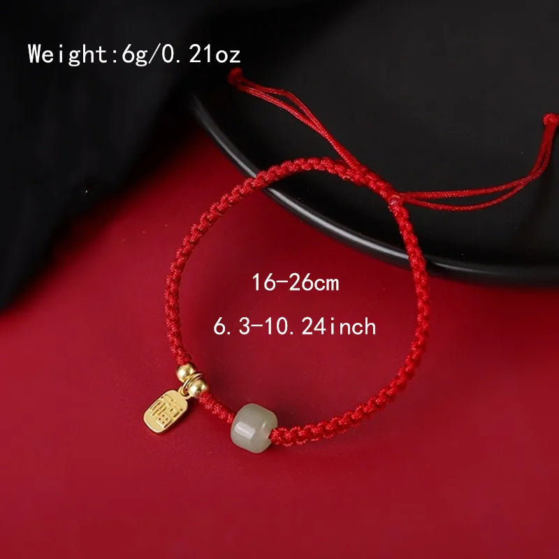 Pulsera de cuerda roja con nudo de la suerte – Pulsera de hilo ajustable hecha a mano para mujeres y hombres, regalo de joyería amuleto de la amistad