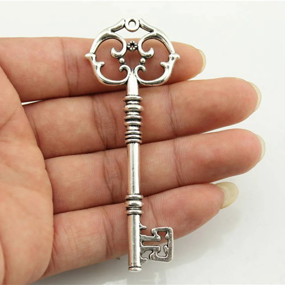 2 pendentifs clé de grande taille – Breloques de style tibétain pour la création de bijoux, fournitures artisanales pour colliers, bracelets et accessoires