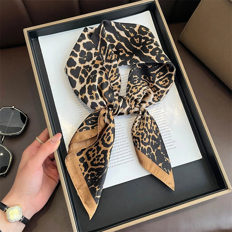 Bohemian Style Print Luxury Brand Silk Square Scarf Women Satin Shawls Neckerchief Wrap Scarves Bandana Hair Hjiab Floral