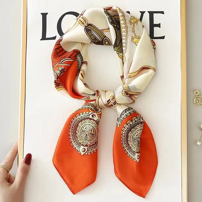 Women's Luxury Satin Silk Feel Square Scarf Printed Hair Scarf Neckerchief Bandana Hijab Wrap
