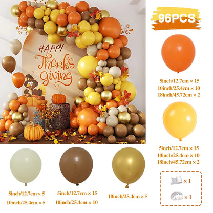 Matte Orange, Yellow, White & Gold Balloon Garland Arch Kit – Wedding, Baby Shower, 1st Birthday & Party Decorations
