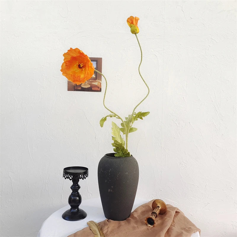105cm Artificial Poppy Flowers – Large Realistic Faux Floral Stem for Wedding Decor, Vase Arrangements, Home Decoration, Photo Props & Window Displays