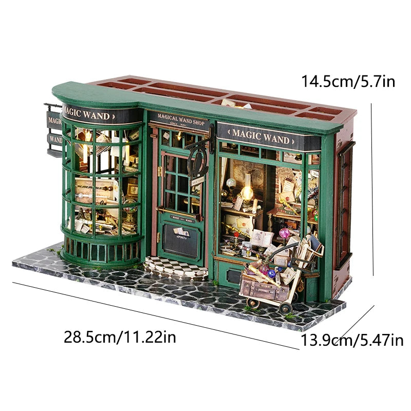 Kit DIY de casita de lectura de madera con luces LED – Artesanía en miniatura de inserción de estantería hecha a mano para decoración del hogar y regalos