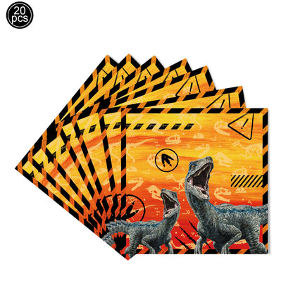 Jurassic Dinosaur Birthday Party Supplies – Dinosaur Fossil-Themed Disposable Plates, Cups & Napkins for Kids' Party Decorations