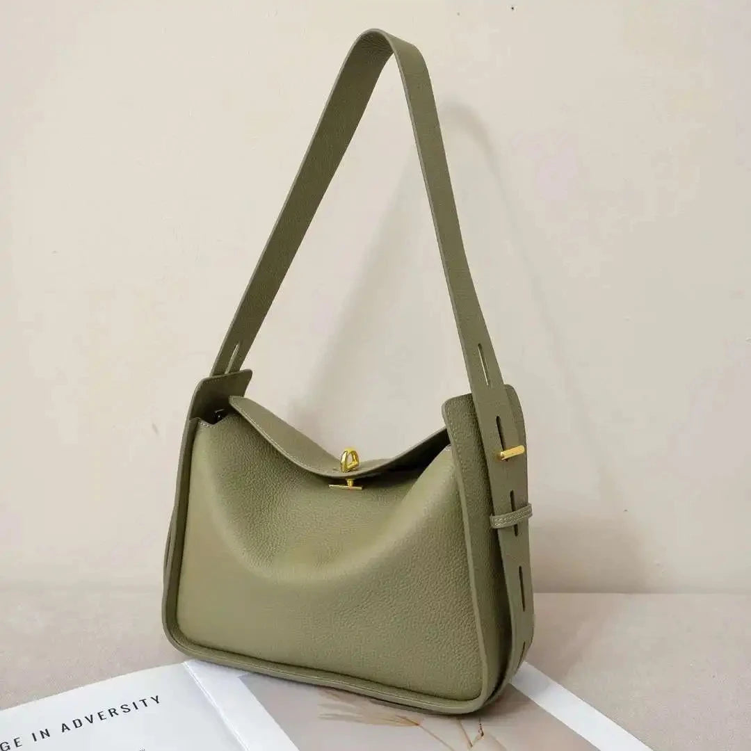 Women's Genuine Leather Shoulder Bag – Luxury Cowhide Crossbody & Underarm Tote with Large Capacity, Elegant Fashion Handbag for Everyday Use