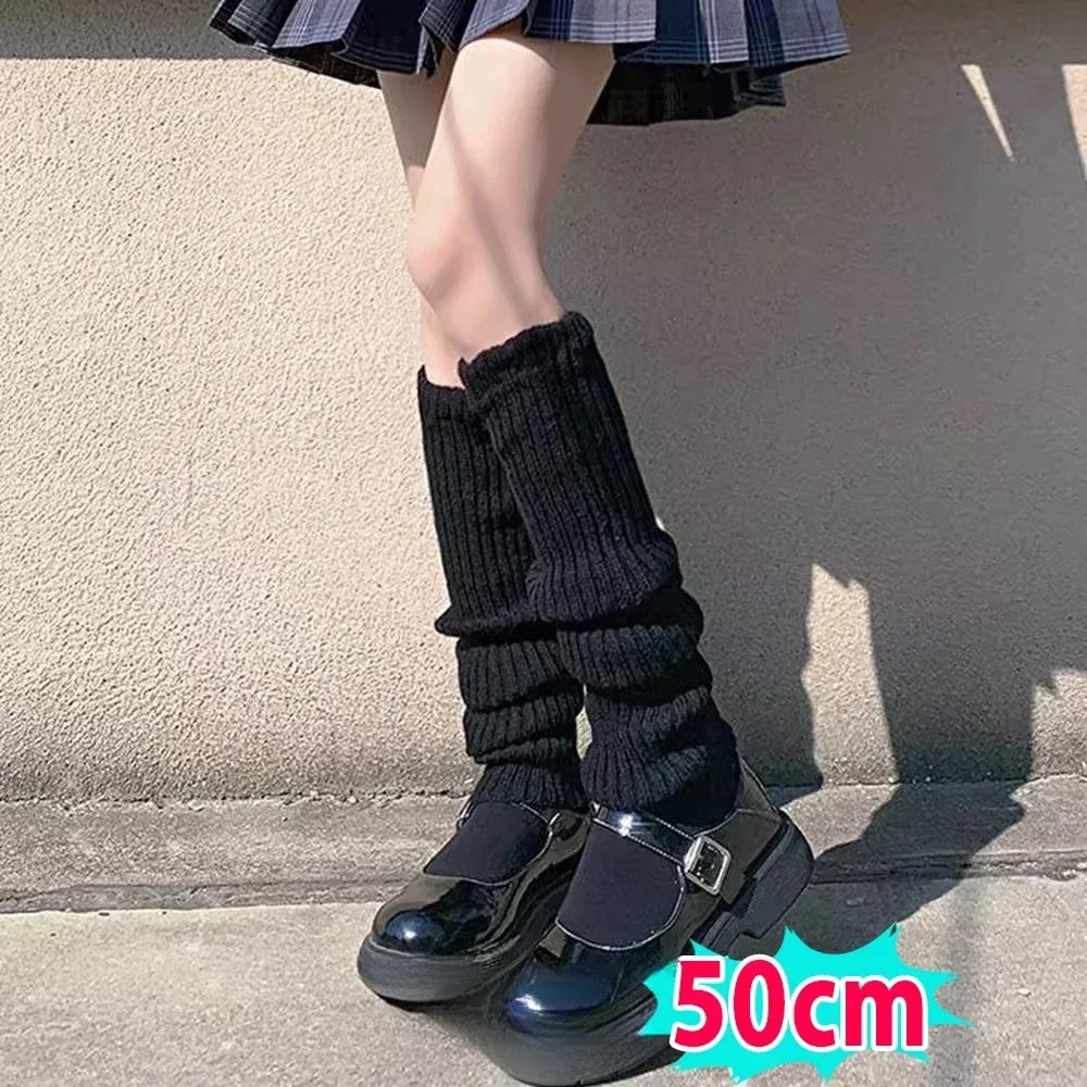 Calentadores de piernas de punto Lolita para mujer – Puños largos de ganchillo para botas y calentadores de pies de invierno Y2K (40–70 cm)