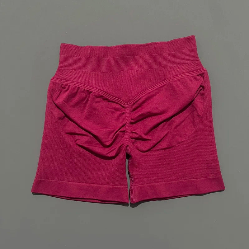 Pantalones cortos de gimnasio sin costuras con efecto Scrunch Butt para mujer – Pantalones cortos de yoga de cintura alta para correr, entrenar, fitness y ropa deportiva