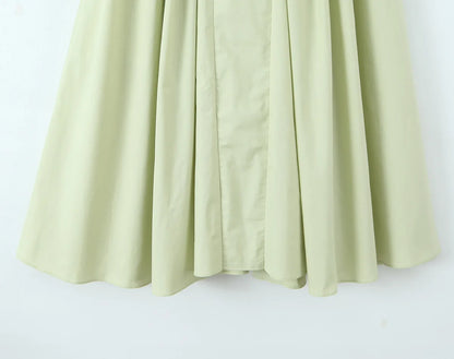 YENKYE Women’s Sexy Backless Green Halter Midi Dress Elegant Low Waist A-Line Cotton Summer Evening Party Robe