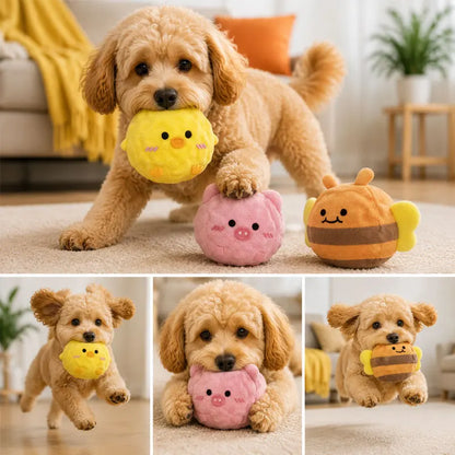 Squeaky Plush Spiky Ball Dog Toy – Interactive Chew & Training Toy for Boredom Relief, Teeth Cleaning & Puppy Play
