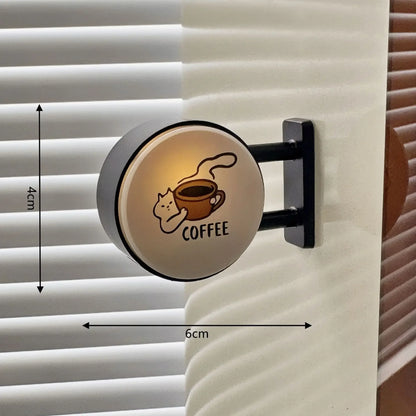 Retro Coffee Shop Fridge Magnet – Glowing Miniature Coffee Corner Magnetic Ornament for Home Décor