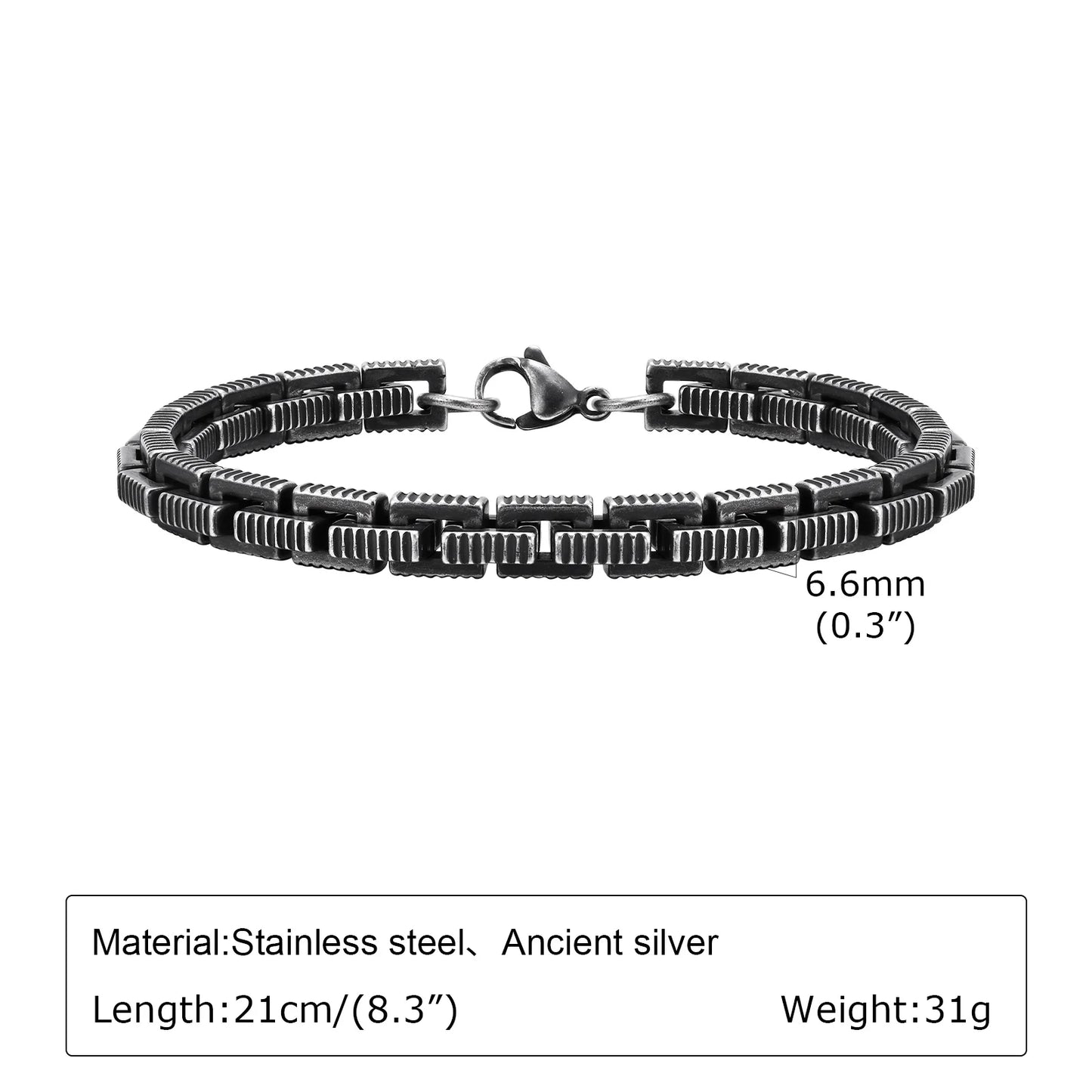 Vintage Byzantine Chain Bracelet – Stainless Steel Braided Link Wristband for Men & Boys | Retro Fashion Jewelry Gift for Father