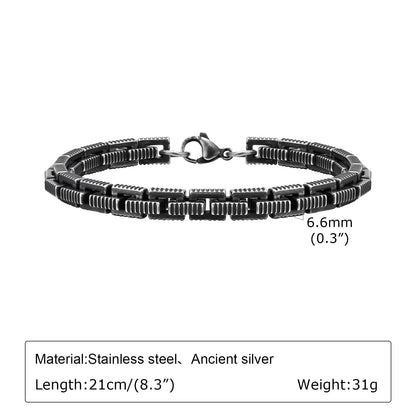 Vintage Byzantine Chain Bracelet – Stainless Steel Braided Link Wristband for Men & Boys | Retro Fashion Jewelry Gift for Father