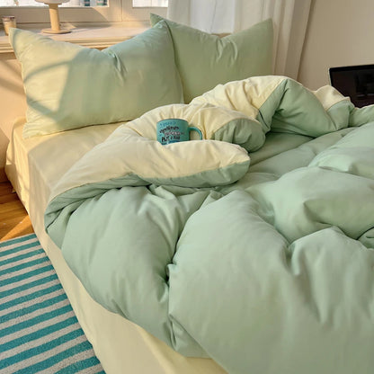 4-Piece Cotton Bedding Set – Solid Duvet Cover, Bed Sheet & Pillowcase Set for Twin, Queen & King Beds