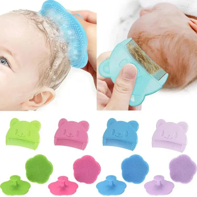 Masseur de cuir chevelu et brosse à cheveux doux en silicone pour bébé – Peigne de bain doux pour nouveau-nés, nourrissons et tout-petits