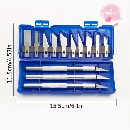 13PCS Aluminum Alloy Precision Craft Knife Set – Hobby Carving Tools for Paper Cutting, Handcrafts, Model Making & DIY Projects
