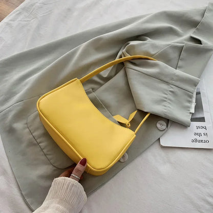 Bolso de hombro retro de piel sintética para mujer – Bolso de mano de moda con asa superior, monedero informal de color sólido para mujer