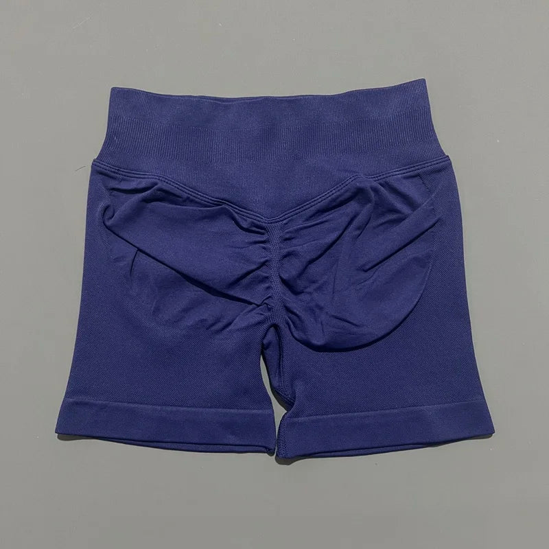 Pantalones cortos de gimnasio sin costuras con efecto Scrunch Butt para mujer – Pantalones cortos de yoga de cintura alta para correr, entrenar, fitness y ropa deportiva