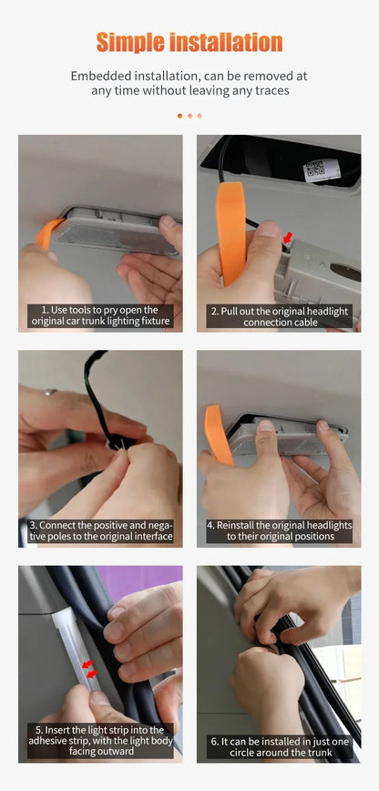 Automatic LED Car Trunk Light Strip – High-Brightness Wireless Tailgate Ambient Interior Lighting