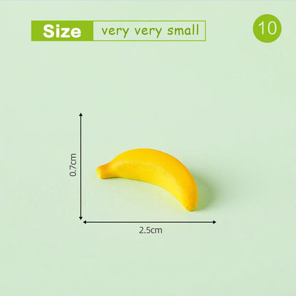 Lot de 10 mini figurines de fruits – Miniatures de fruit du dragon, noix de coco, melon d'eau, orange, pomme, banane et ananas pour la décoration de jardin miniature, les scènes de maison de poupée, les pots de plantes et les loisirs créatifs