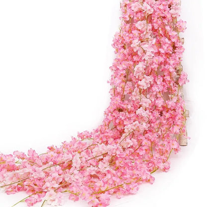 180cm Artificial Sakura Flower Vine – Realistic Faux Cherry Blossom Garland for Wedding Arches, Garden Décor, Party Decorations, Christmas & DIY Floral Projects
