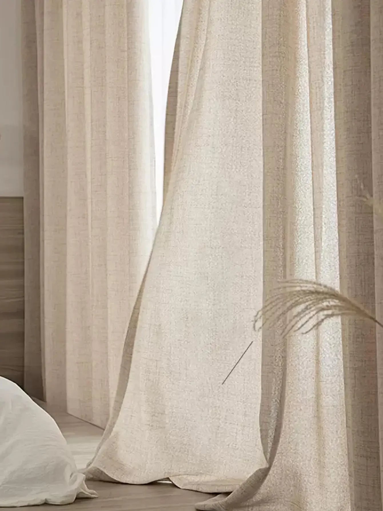 Cortinas de algodón y lino estilo japonés – Paneles de ventana semitraslúcidos para dormitorio y sala de estar