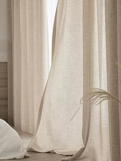 Cortinas de algodón y lino estilo japonés – Paneles de ventana semitraslúcidos para dormitorio y sala de estar