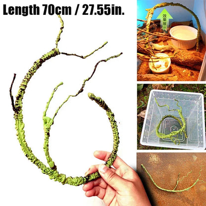 Bendable Reptile Jungle Vines – Flexible Foam Rattan Fake Branches for Lizard & Chameleon Terrariums, Rainforest Habitat Landscaping Decor