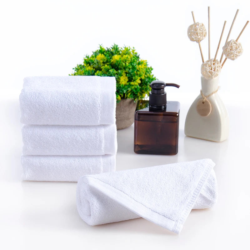 10 Toallas Blancas de Algodón – Pequeñas Toallas de Mano para Cocina, Hotel, Restaurante, Guardería y Salones de Belleza, Suaves y Absorbentes para Uso Doméstico y Comercial