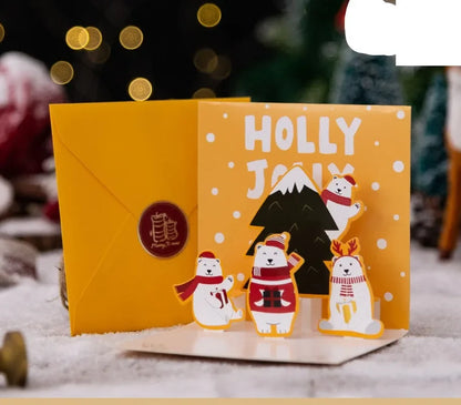 3D Folding Christmas Greeting Card – Merry Christmas & Happy New Year Gift Card for Xmas Party, Navidad & Holiday Decor