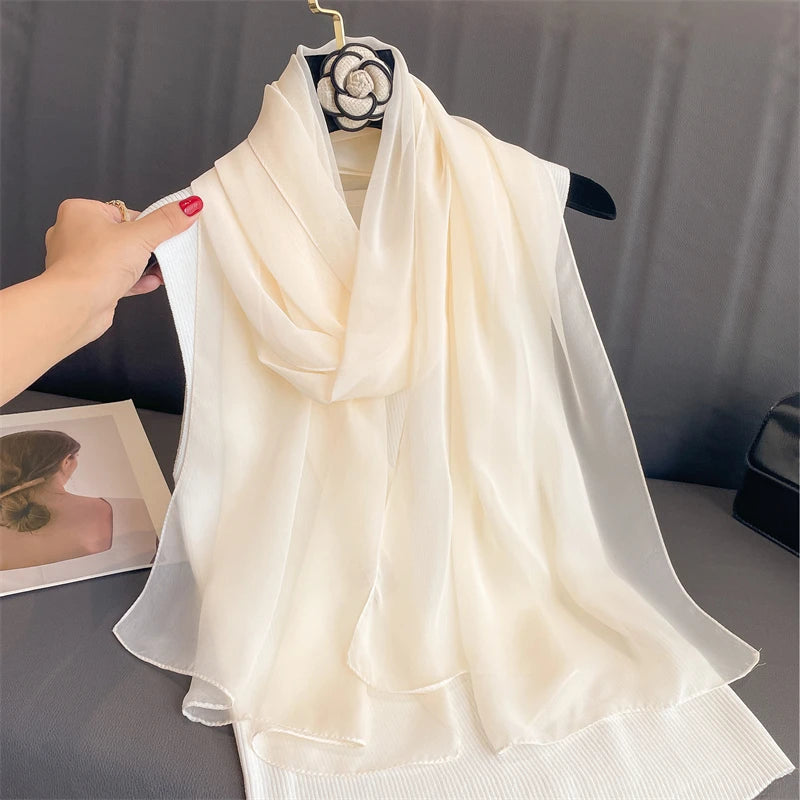 Women's Printed Chiffon Scarf Shawl – Lightweight Silk-Feel Long Wrap for Beach, Travel & Outdoor Wear, Fashion Headband Accessory