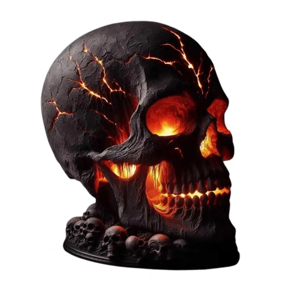 Halloween Lava Stone Skull Lamp – Spooky LED Desk Light for Mantel, Room & Halloween Party Decor, Unique Gothic Home Accent